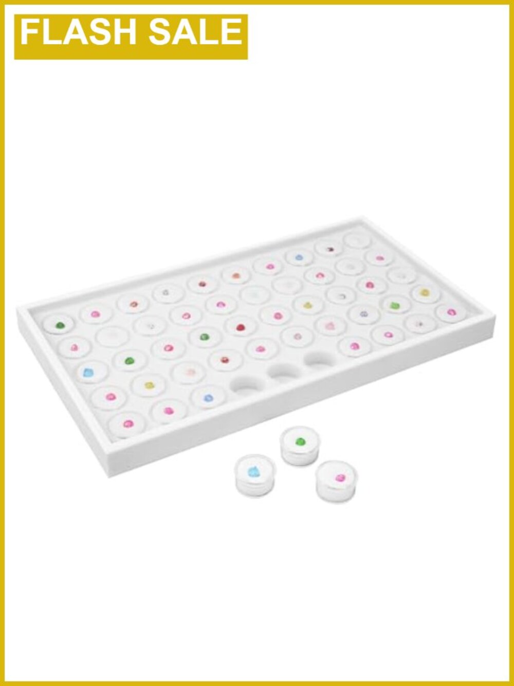 50 Gem Jars Stackable Jewelry Display Tray White Foam